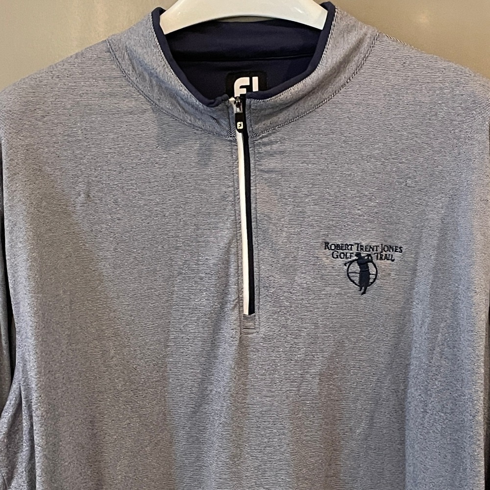 Robert Trent Jones• FootJoy Pullover Golf 1/4 Quarter Zip Mens XL Blue Stripe